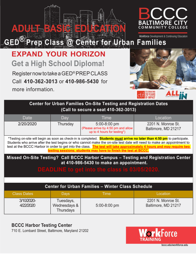 CFUF GED Prep - Spring 2020